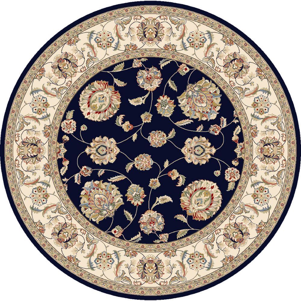Dynamic Rugs 57365-3464 Ancient Garden 5.3 Ft. X 5.3 Ft. Round Rug in Blue/Ivory